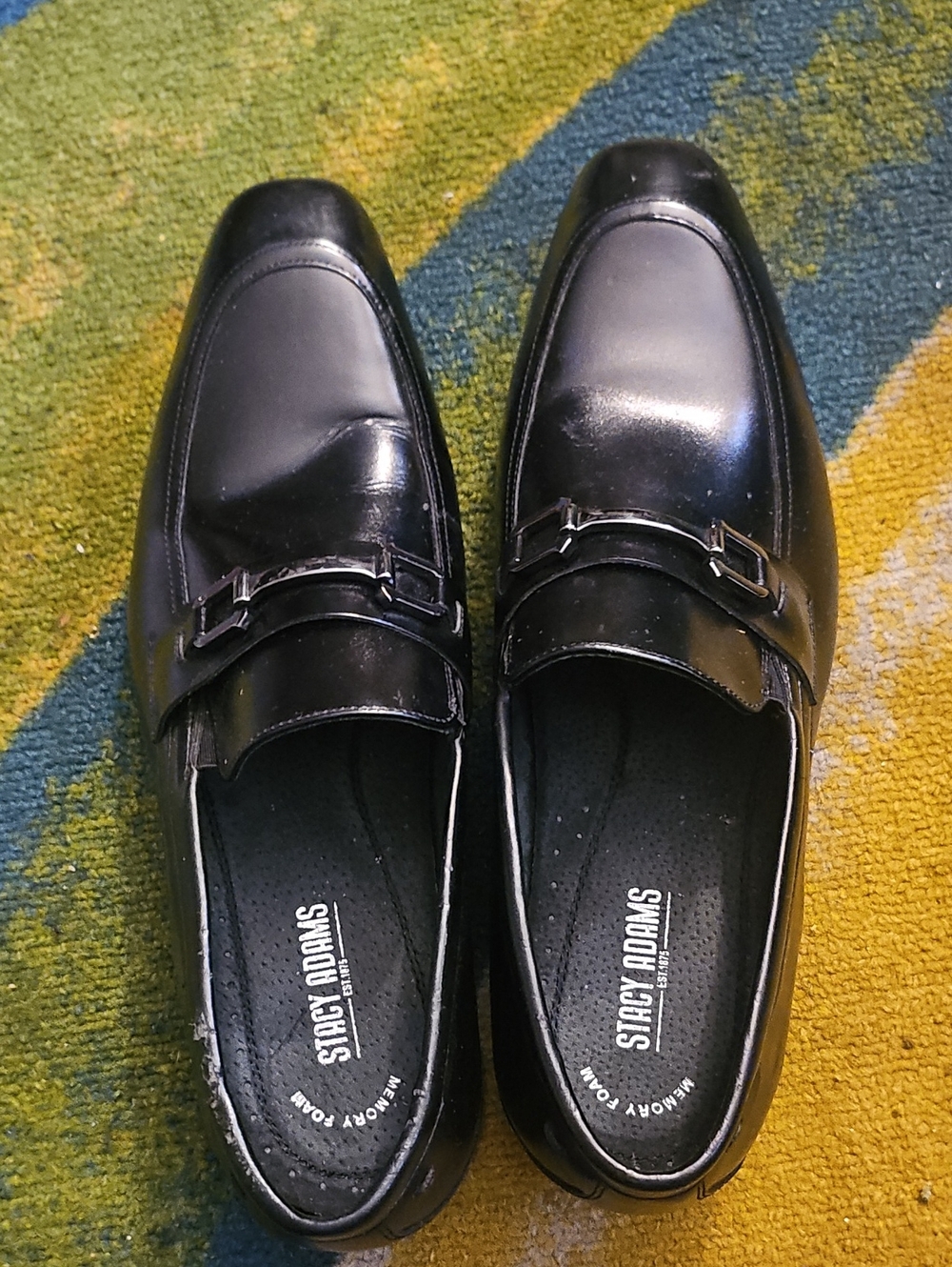 Stacy Adams Black Leather Slip-On Bit Loafers